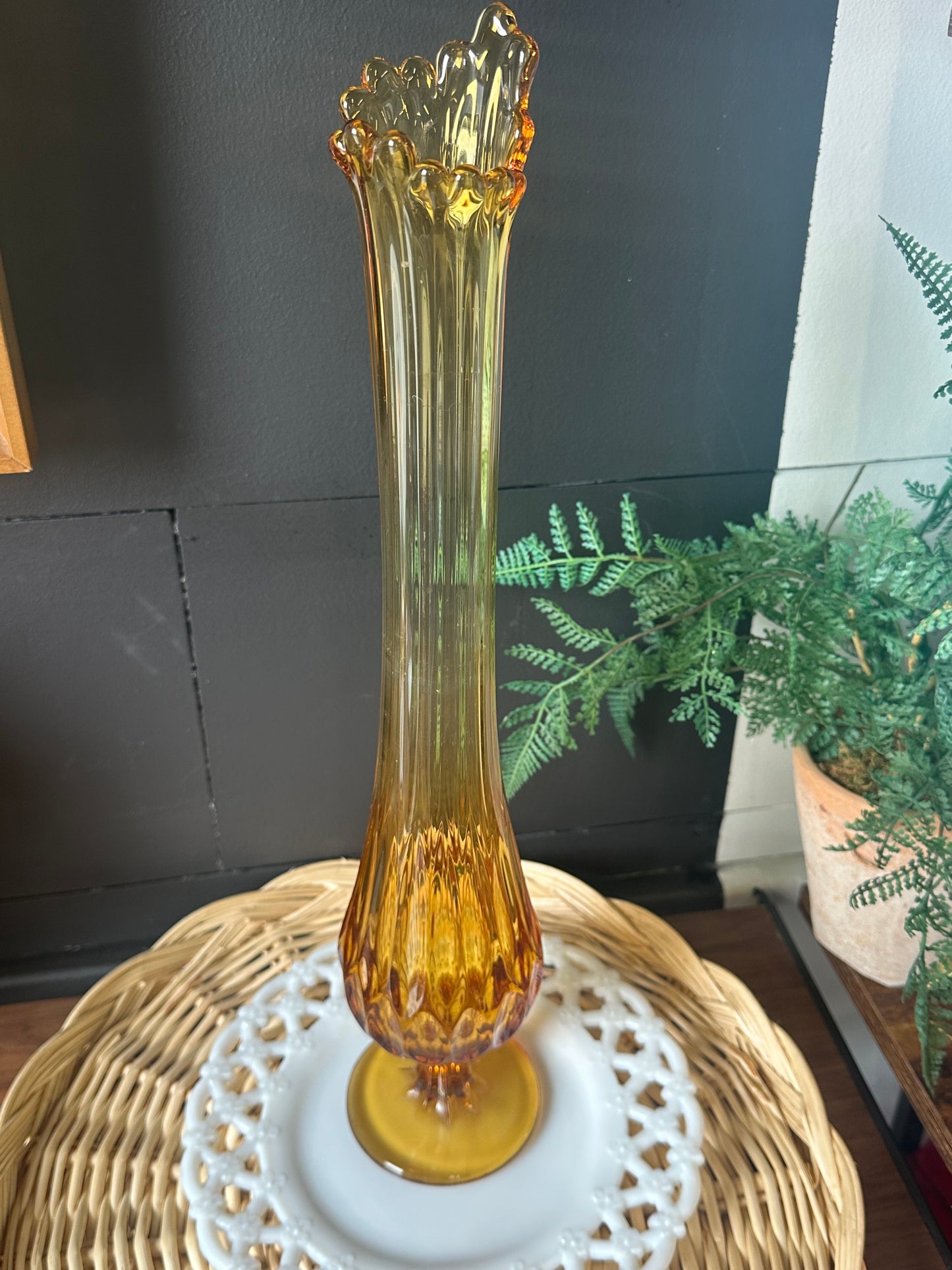 Fenton Amber Swung Vase