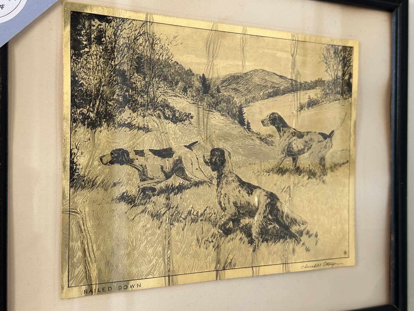 Vintage gold foil framed Ettinger art