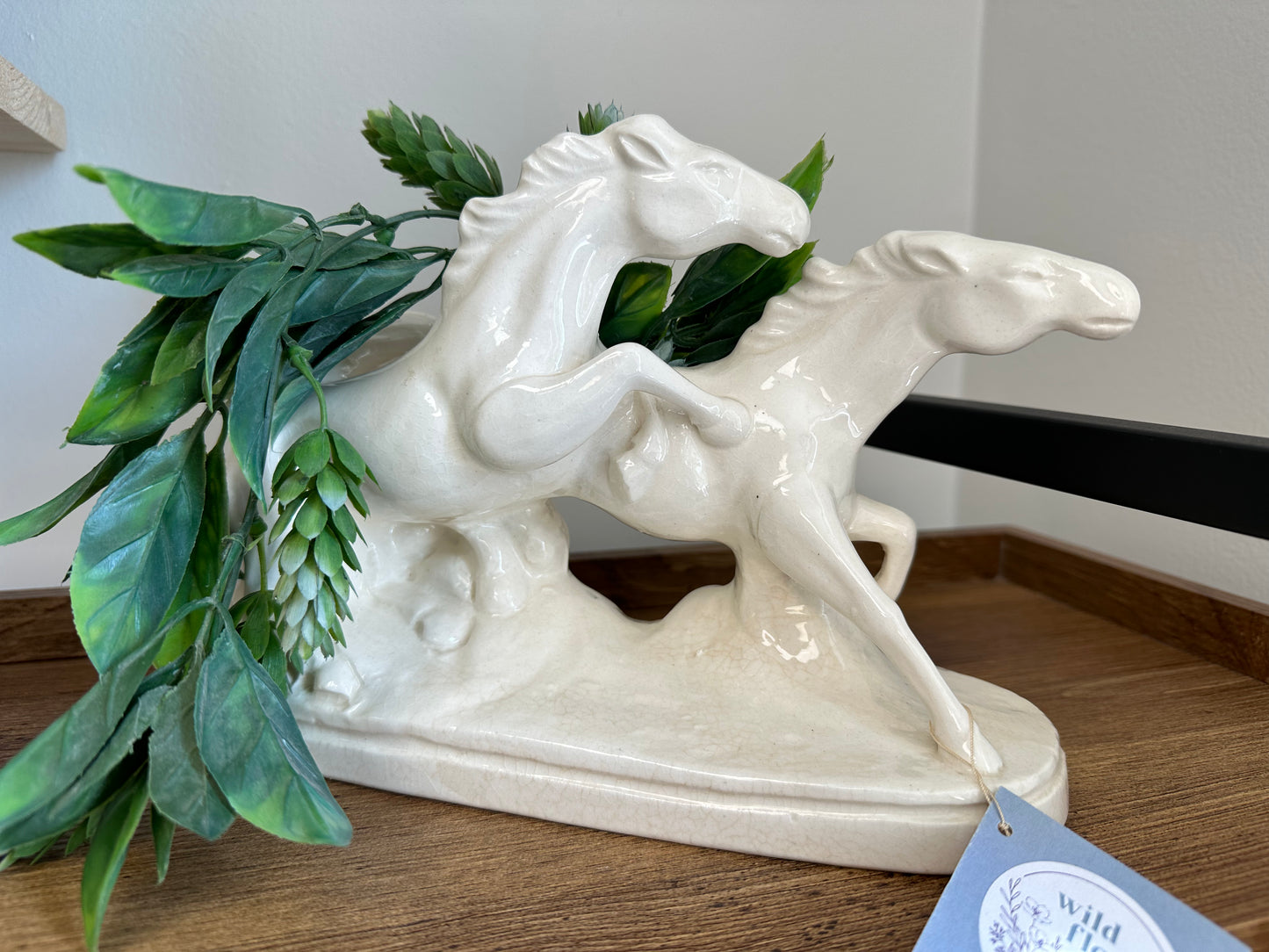 Vintage wild horses ceramic vase/planter