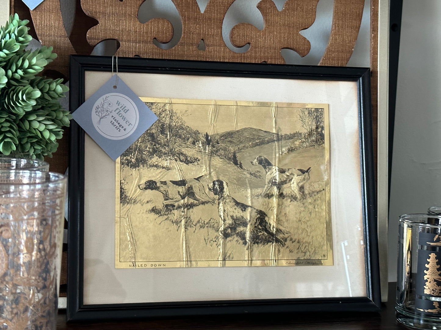 Vintage gold foil framed Ettinger art